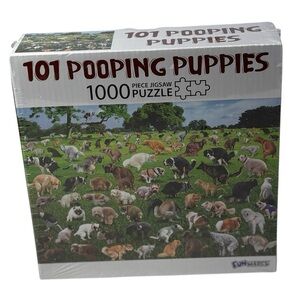 101 Pooping Puppies 1000‎ Pc Jigsaw Puzzle Gag White Elephant Gift NEW Sealed